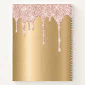 サティニー金ゴールド – ピンクグリッタードリップモノグラムの ノートブック (裏面)