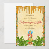 サティヤ・ナラヤーンの招待状 インドのプージャ招待 招待状 (正面/裏面)