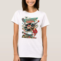 サテライトレコード レトロ ビニール アトミック エイジ 女性用Tシャツ