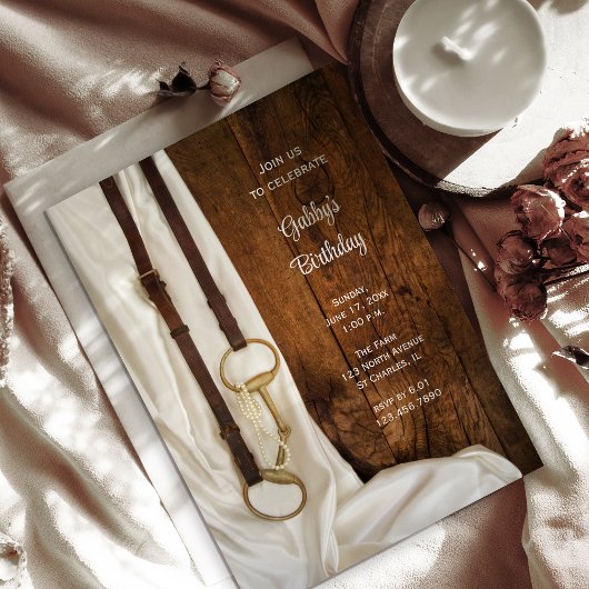 サテンと馬ビットカントリー西バースデーパーティー 招待状