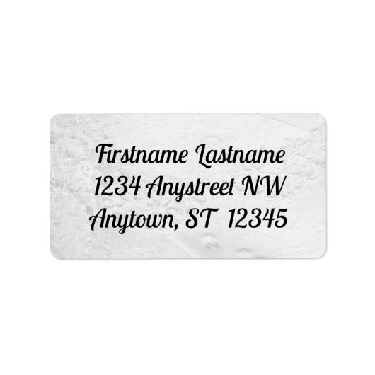 サテンの上の白と銀のレースと結婚真珠 ラベル (正面)