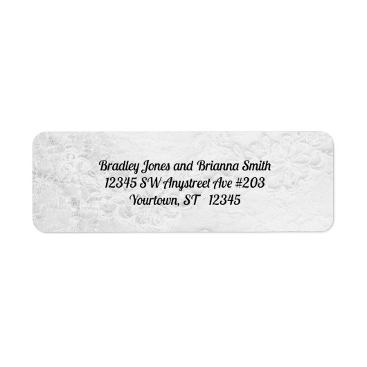 サテンの上の白と銀のレースと結婚真珠 ラベル (正面)