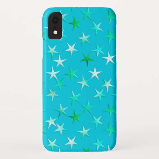 サテンの星淡い色の、緑と青のターコイズ Case-Mate iPhoneケース (裏面)