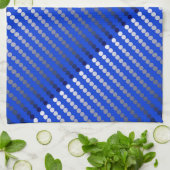 サテンの点-コバルトブルーおよびピューター キッチンタオル (折り畳み)