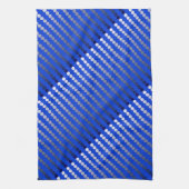 サテンの点-コバルトブルーおよびピューター キッチンタオル (縦)