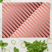 サテンの点-珊瑚およびピューター キッチンタオル (折り畳み)