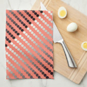 サテンの点-珊瑚およびピューター キッチンタオル (四つ折り)