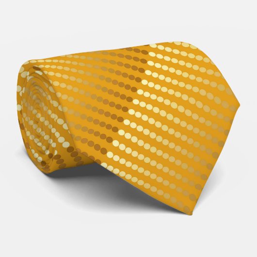 サテンの点-金ゴールドおよびマスタード ネクタイ (ロール)