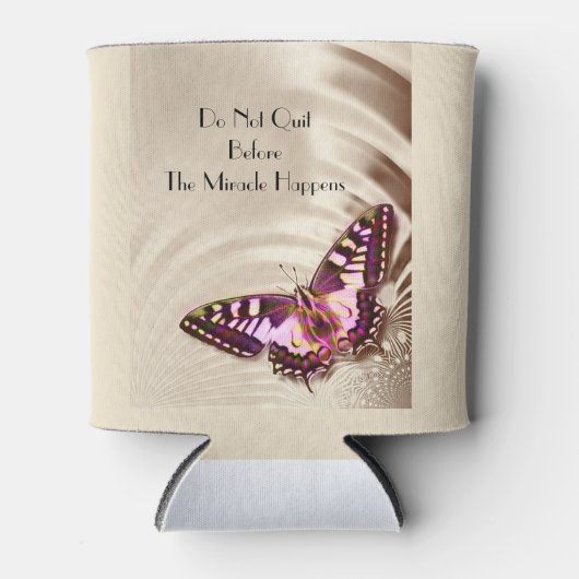 サテンの背景の蝶 缶クーラー (正面)