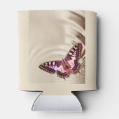 サテンの背景の蝶 缶クーラー (裏面)