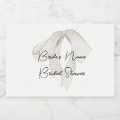 サテンアイボリーリボンボウブライダルシャワーミニ スパークリングワインラベル (シングルラベル)