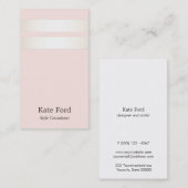 サテンエレガントスタイリッシュ金ゴールドストライプのライトピンク 名刺 (正面/裏面)