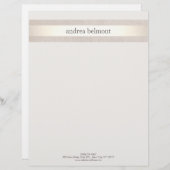 サテンエレガント金ゴールドストライプアイボリースタイリスト&デザイナー レターヘッド (正面/裏面)