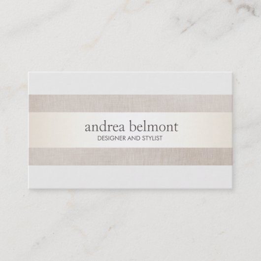 サテンエレガント金ゴールドストライプベージュスタイリスト&デザイナー 名刺 (正面)