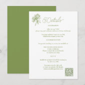 サテングリーンのアジサイの結婚式 詳細カード エンクロージャーカード (正面/裏面)