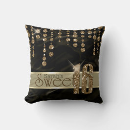 サテンジュエルSweet sixteenブラック金ゴールドID260 クッション