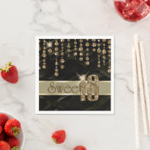 サテンジュエルSweet sixteenブラック金ゴールドID260 スタンダードカクテルナプキン (インサイチュ)