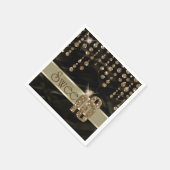 サテンジュエルSweet sixteenブラック金ゴールドID260 スタンダードカクテルナプキン (角)