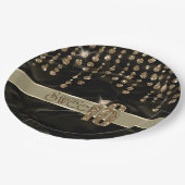 サテンジュエルSweet sixteenブラック金ゴールドID260 ペーパープレート (アングル)