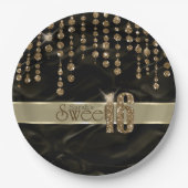 サテンジュエルSweet sixteenブラック金ゴールドID260 ペーパープレート (正面)