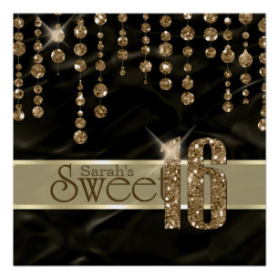 サテンジュエルSweet sixteenブラック金ゴールドID260 ポスター