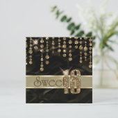 サテンジュエルSweet sixteenブラック金ゴールドID260 招待状 (スタンド正面)