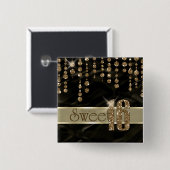 サテンジュエルSweet sixteenブラック金ゴールドID260 缶バッジ (正面&裏面)