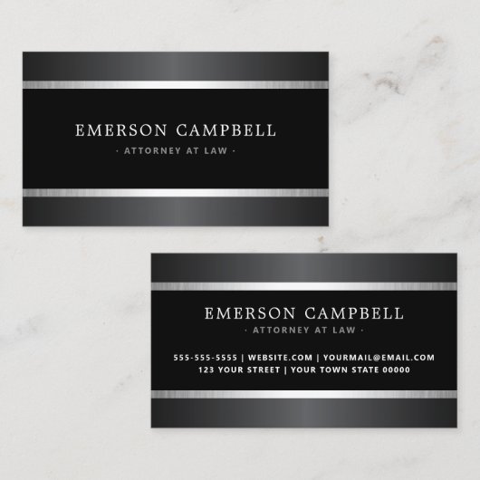 サテンスタイリッシュグレイとシルバー縁どクロ 名刺 (正面/裏面)