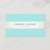 サテンスタイリッシュストライプアクアターコイズ美しい 名刺 (正面)