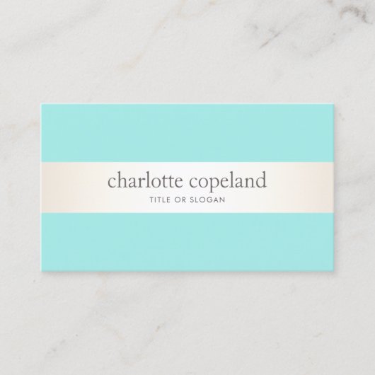 サテンスタイリッシュストライプアクアターコイズ美しい 名刺 (正面)