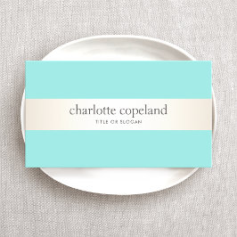 サテンスタイリッシュストライプアクアターコイズ美しい 名刺