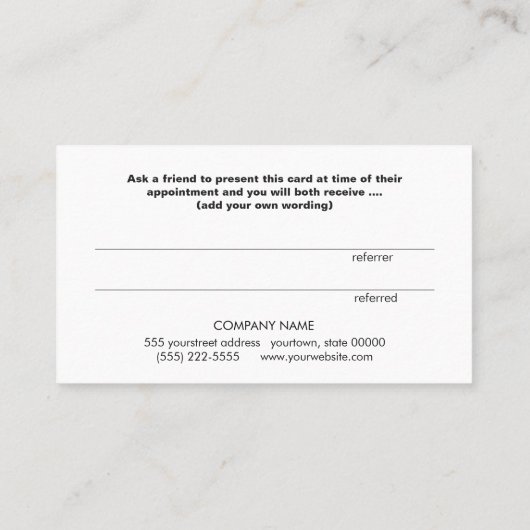 サテンストライプ美しいサロン及びスパ紹介カード 紹介カード (裏面)