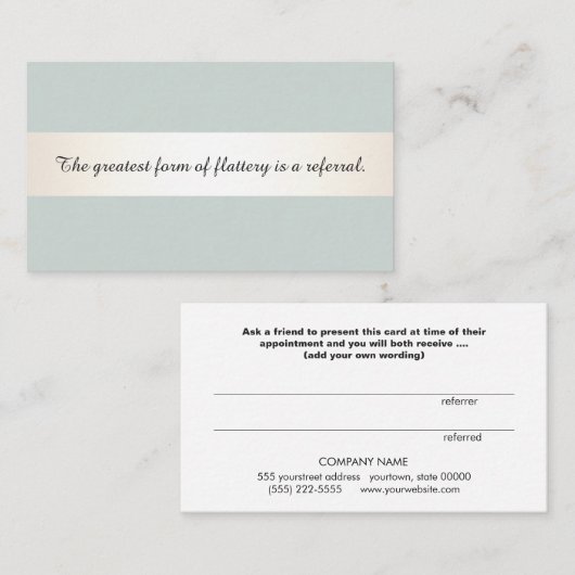 サテンストライプ美しいサロン及びスパ紹介カード 紹介カード (正面/裏面)