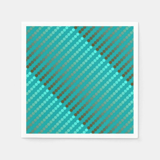 サテンドット – ターコイズとピューターグレー スタンダードカクテルナプキン (正面)