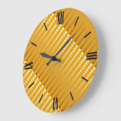 サテンドット – 金ゴールドとマスタード ラージ壁時計 (傾斜)
