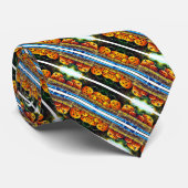 サテンハロウィーンホリデーパンプキンストライプ ネクタイ (ロール)