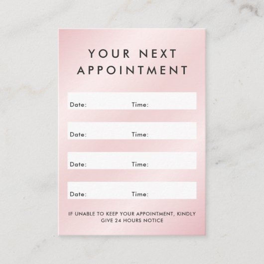 サテンピンクカスタムのロゴ垂直アポイントメントカード 予約カード (正面)