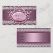 サテンピンクシルバートリムエレガント名刺2 名刺 (正面/裏面)
