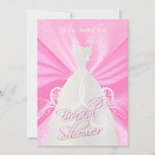 サテンピンク宗教ブライダルシャワー招待状 招待状 (正面)