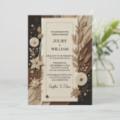 サテンファブリックベルベットレースリネン結婚紙 招待状 (スタンド正面)