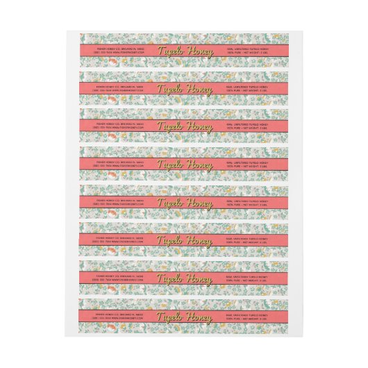 サテンフローラパステルラップのまわりにハニージャレーベル ラップアラウンドラベル (シート)