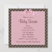 サテンブーティーピンクと茶色の赤ちゃんガールシャワー 招待状 (裏面)