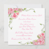 サテンブーティーピンクのバラ赤ちゃんシャワー 招待状 (裏面)