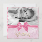 サテンボウフォトガールズ《キリスト教》洗礼式や命名式 招待状 (正面)