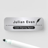 サテンモダンシルバフェイクー公証人ブラッククイルのアイコン 名札 (インサイチュ)