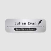 サテンモダンシルバフェイクー公証人ブラッククイルのアイコン 名札 (正面)