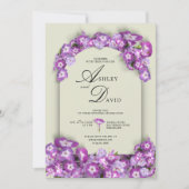 サテンモダンリネンパープル薄紫アークフローラ結婚ズ 招待状 (正面)