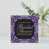 サテンラブ金ゴールドパープルブライダルシャワー 招待状 (スタンド正面)