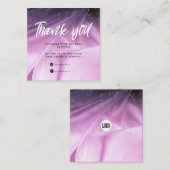 サテンラベンダーピンクグリッターサンキューカード スクエア名刺 (正面/裏面)