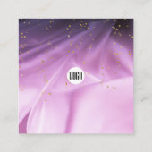 サテンラベンダーピンクグリッターサンキューカード スクエア名刺 (裏面)